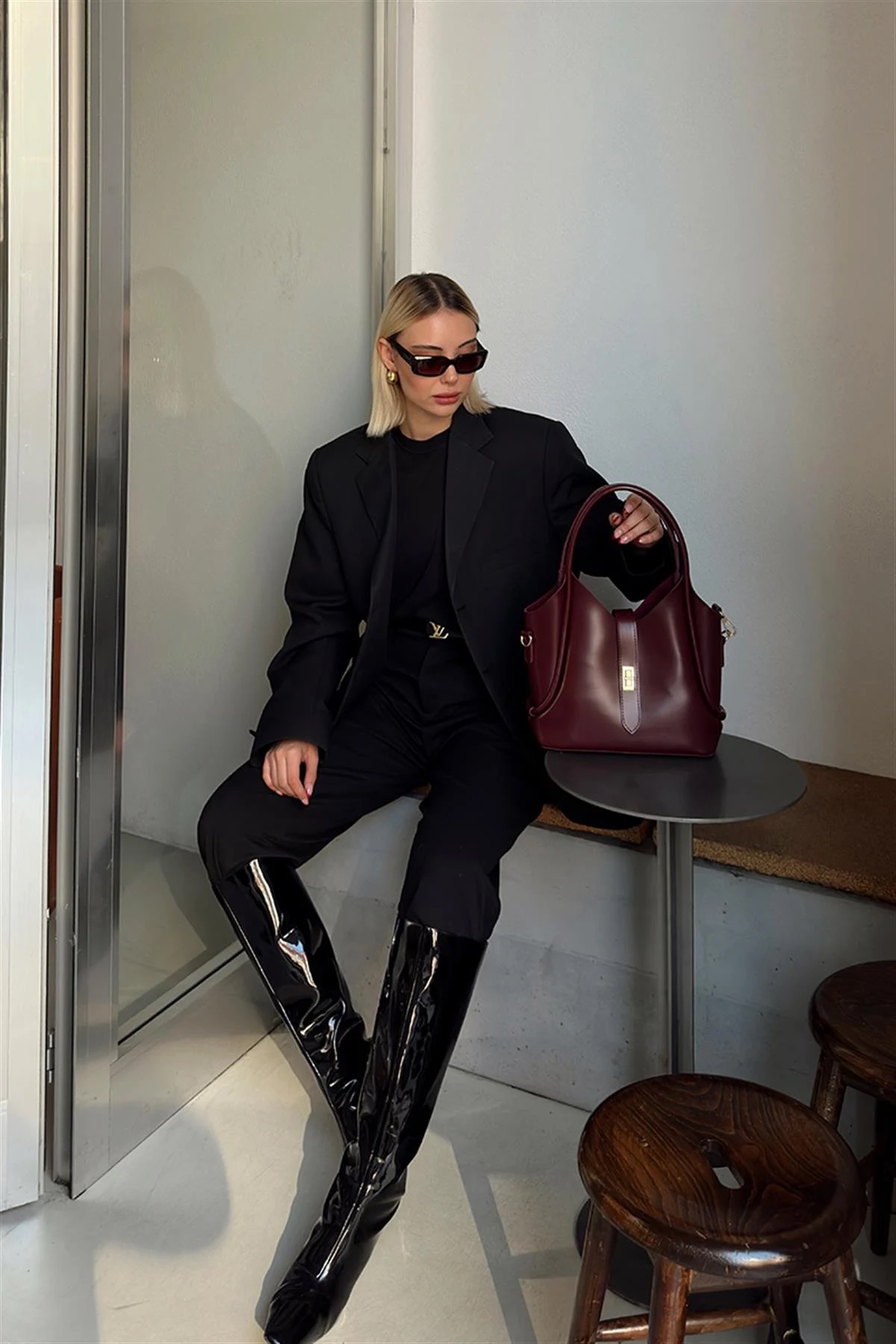 Cindy Bordeaux + Purse - Image 9